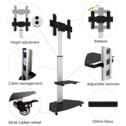 Carrello porta TV Agile regolabile e ruotabile