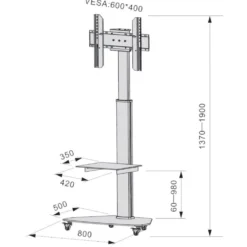 Carrello porta TV Agile regolabile e ruotabile