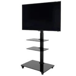Carrello porta TV in metallo e vetro Runner