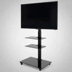 Carrello porta TV in metallo e vetro Runner