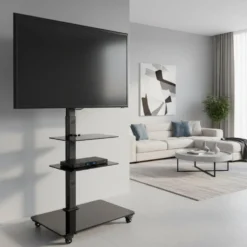 Carrello porta TV in metallo e vetro Runner