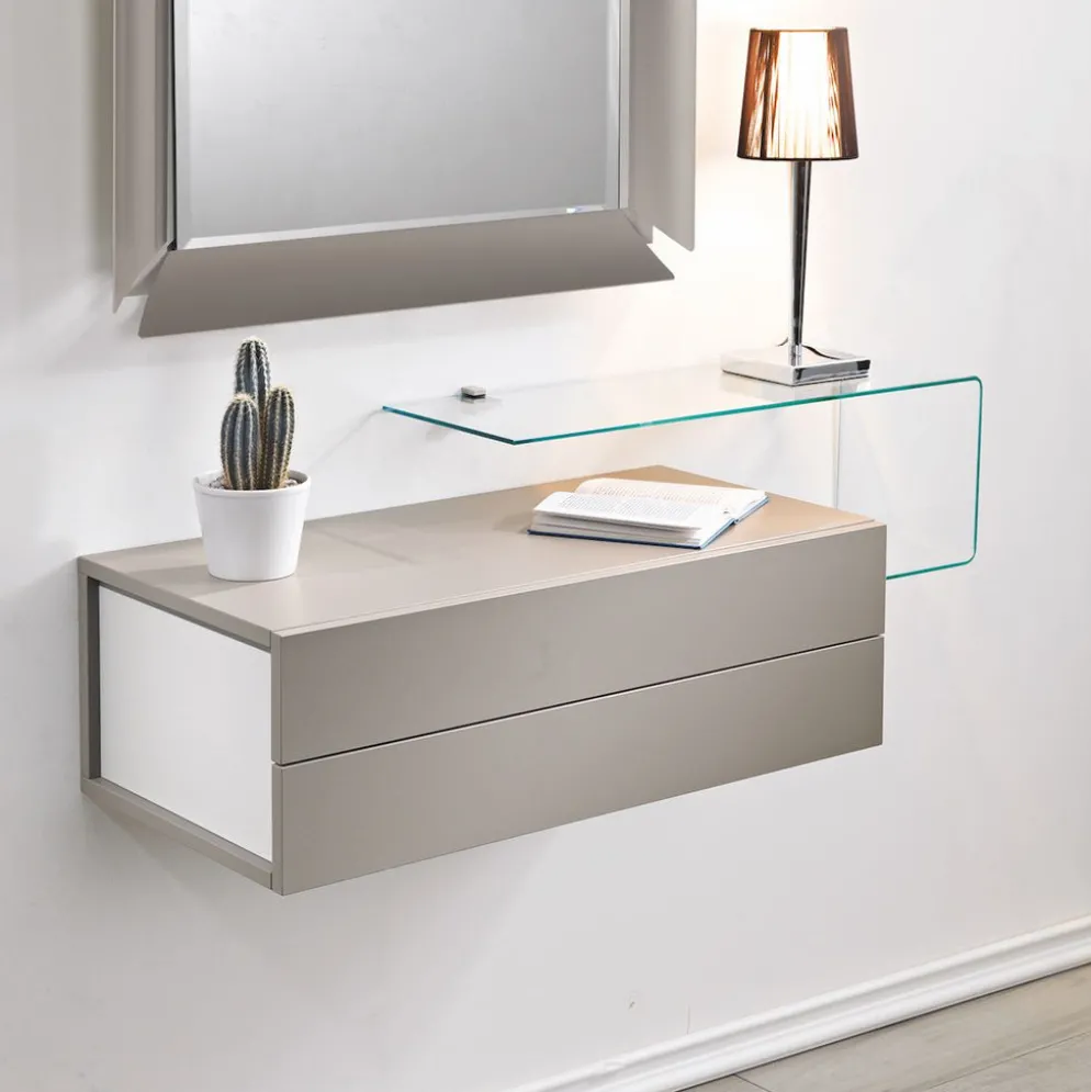 Cassettiera pensile Unit da parete in legno laminato
