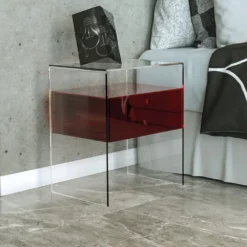 Comodino con cassetto in plexiglass Bianka