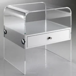 Comodino moderno Almada in plexiglass trasparente