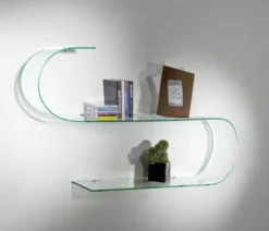 Coppia mensole design in vetro curvo 100 cm Curl