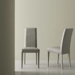 Coppia sedie schienale alto Janika in ecopelle grigio