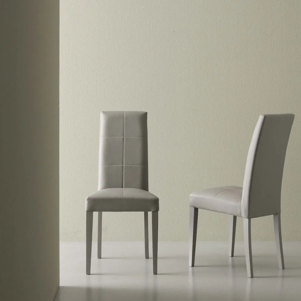 Coppia sedie schienale alto Janika in ecopelle grigio