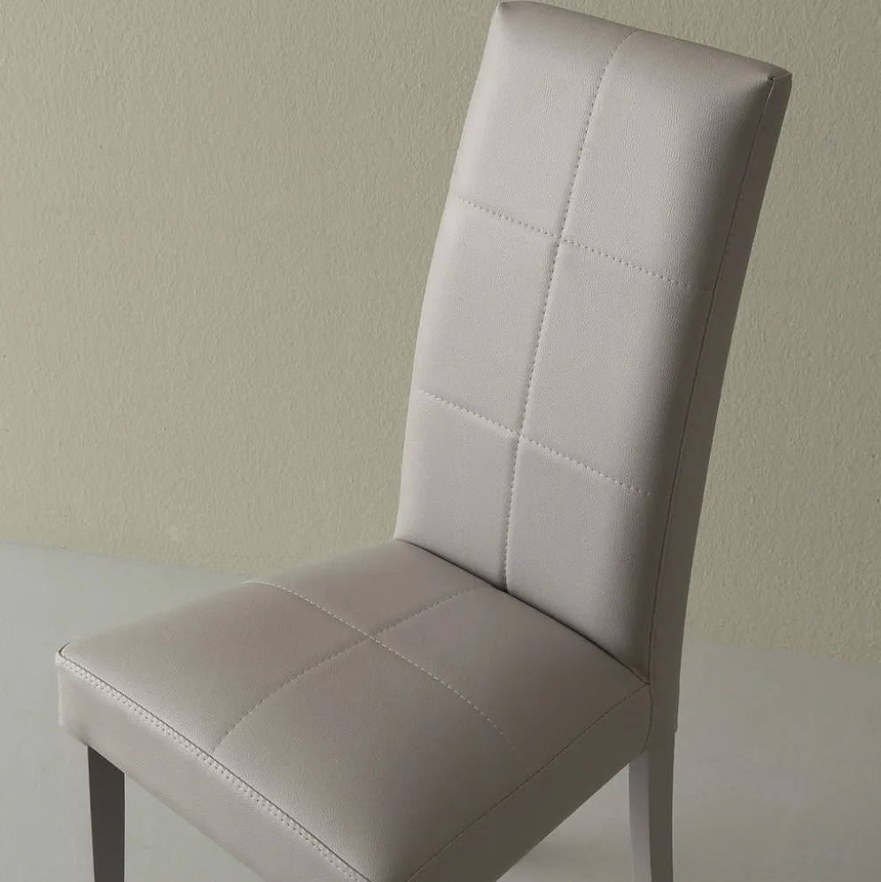 Coppia sedie schienale alto Janika in ecopelle grigio