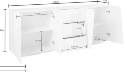 Credenza moderna Annabel 4A/3C Slate