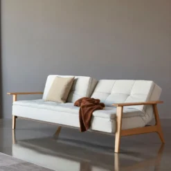 Divano letto comodo con braccioli in legno Dublexo Frej