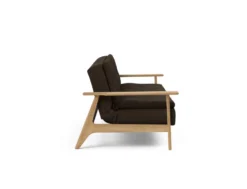 Divano letto comodo con braccioli in legno Dublexo Frej