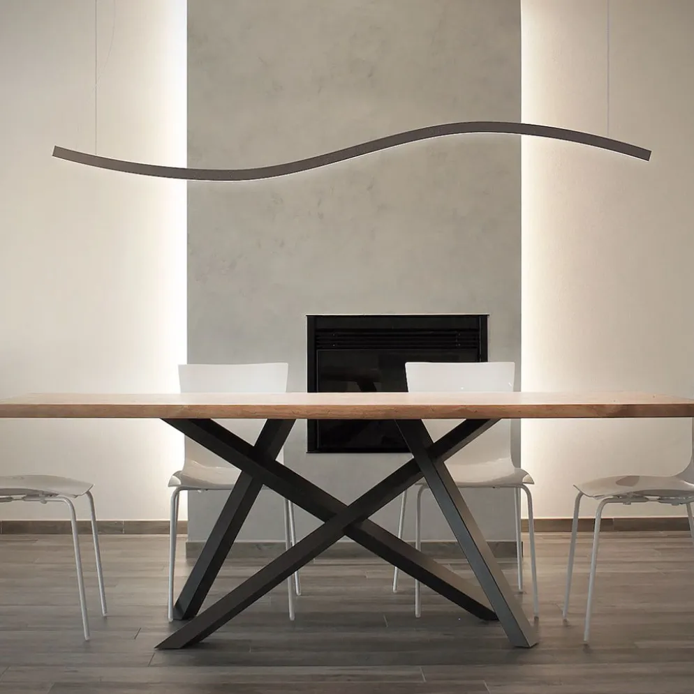 Lampadario a sospensione Curve a LED in alluminio