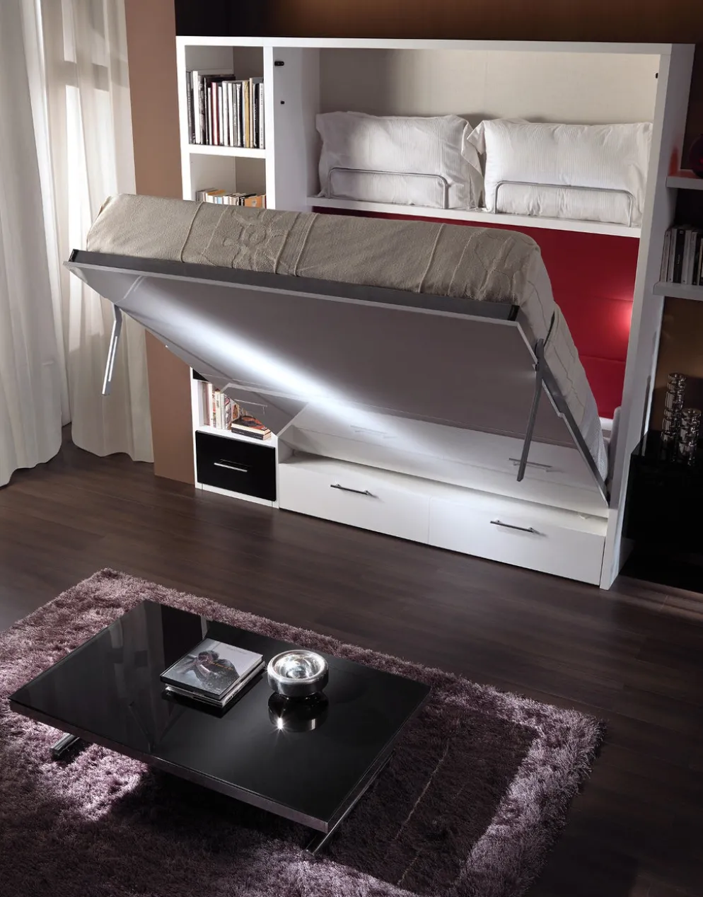 Letto matrimoniale a scomparsa verticale Pratico