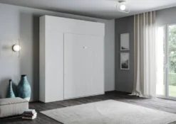 Letto matrimoniale a scomparsa con colonna e pensili Lexton
