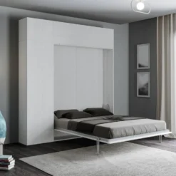 Letto matrimoniale a scomparsa con colonna e pensili Lexton