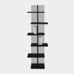 Libreria a colonna in vetro e legno Laddy