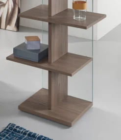 Libreria a colonna in vetro e legno Laddy