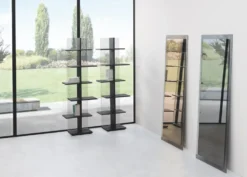 Libreria a colonna in vetro e legno Laddy