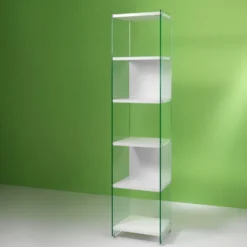Libreria a colonna Tibor202 in vetro e laminato 202 cm