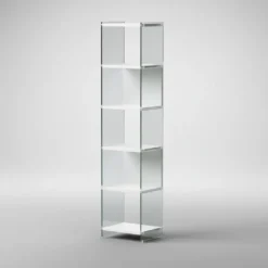 Libreria a colonna Tibor202 in vetro e laminato 202 cm