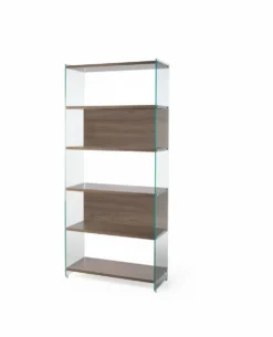 Libreria a colonna Tibor202 in vetro e laminato 202 cm