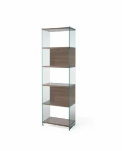 Libreria a colonna Tibor202 in vetro e laminato 202 cm