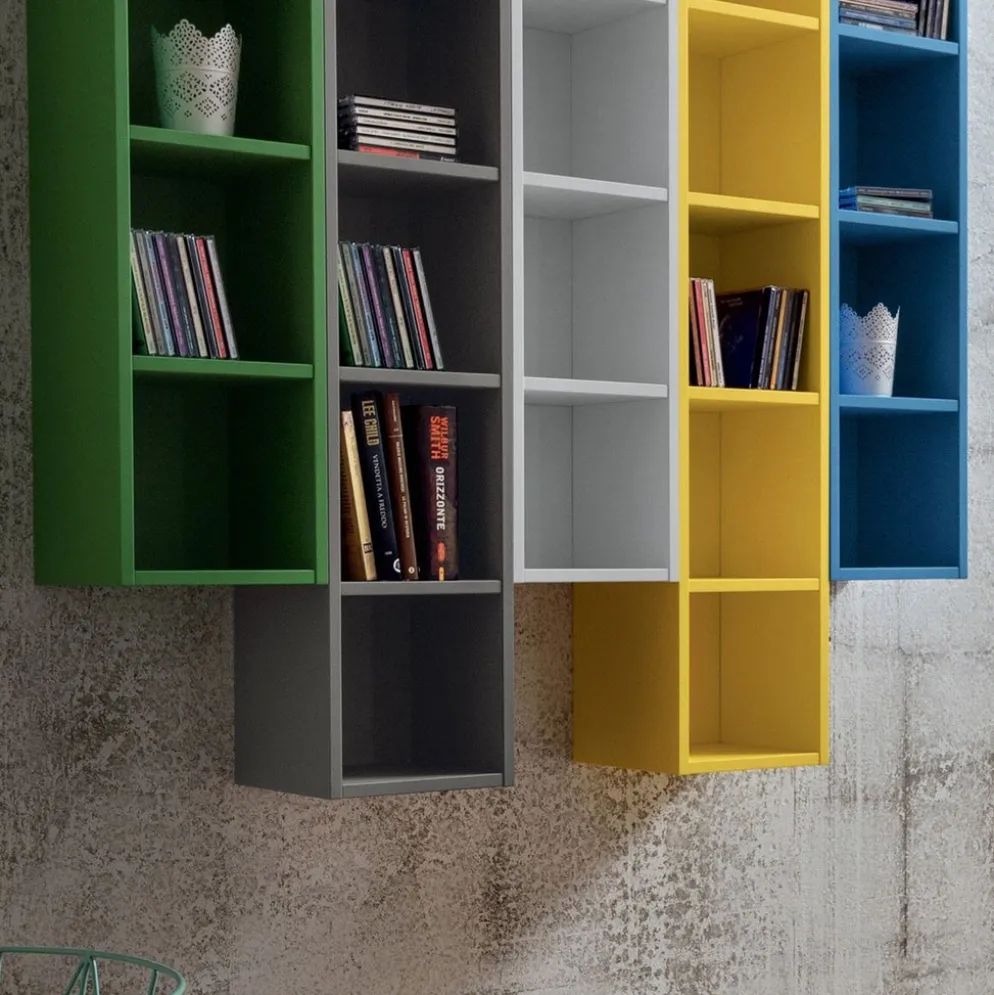 Libreria a parete composizione multicolore Eloise