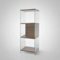 Libreria colonna Tibor126 in vetro e laminato 120 cm