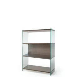 Libreria colonna Tibor126 in vetro e laminato 120 cm