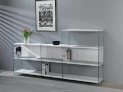 Libreria design Tibor10 divisoria in laminato e vetro