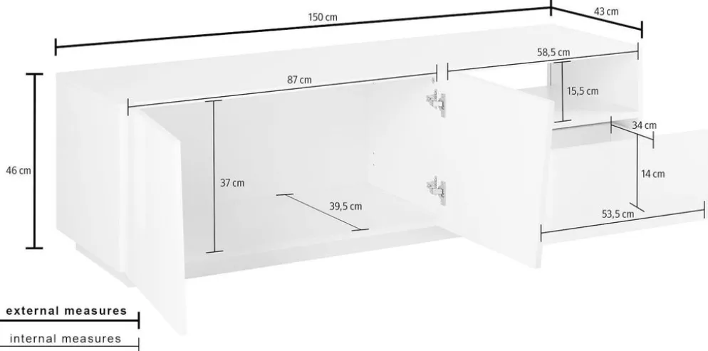 Madia porta TV Annabel 2A/1C/1V Slate