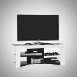 Mobile porta TV design Trix in legno bianco e vetro
