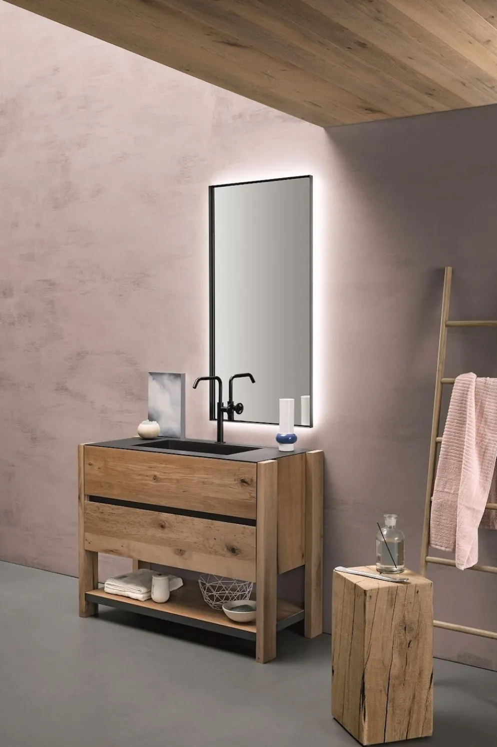 Mobili bagno in rovere Old Wood 5 di Loetrà