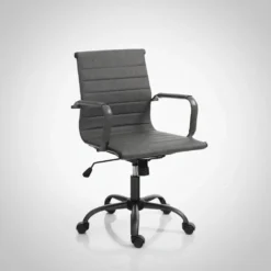 Sedia ufficio in pelle sintetica Mastery Small Old Grey