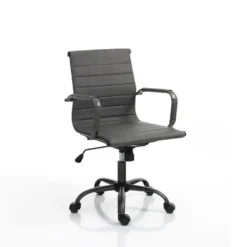 Sedia ufficio in pelle sintetica Mastery Small Old Grey