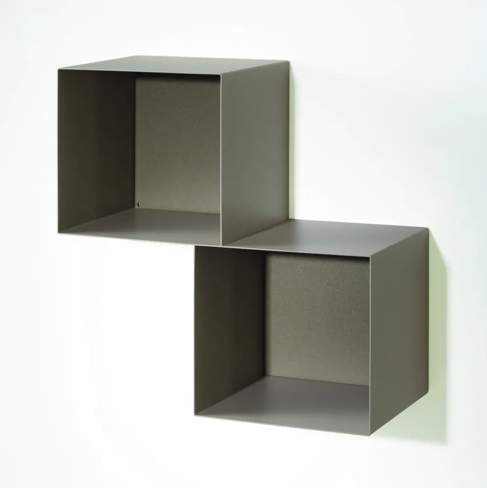 Set 3 cubi da parete in acciaio Naoki