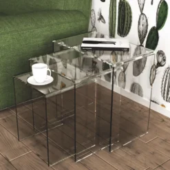 Set 3 tavolini da salotto in plexiglass Triade
