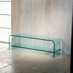 Tavolino porta TV in vetro curvato Katie
