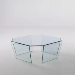 Tavolino quadrato da salotto Telford in vetro curvato