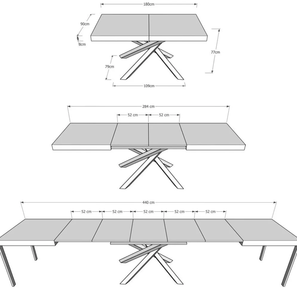 Tavolo allungabile Aberdeen Evolution 90x180/440 cm