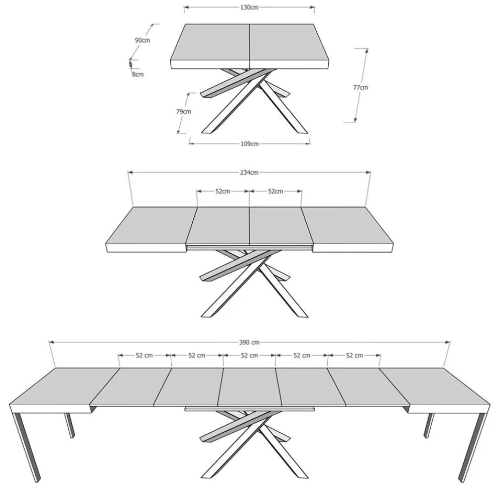 Tavolo allungabile Aberdeen 90x130/390 cm