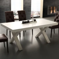 Tavolo allungabile Aras in nobilitato bianco e rovere
