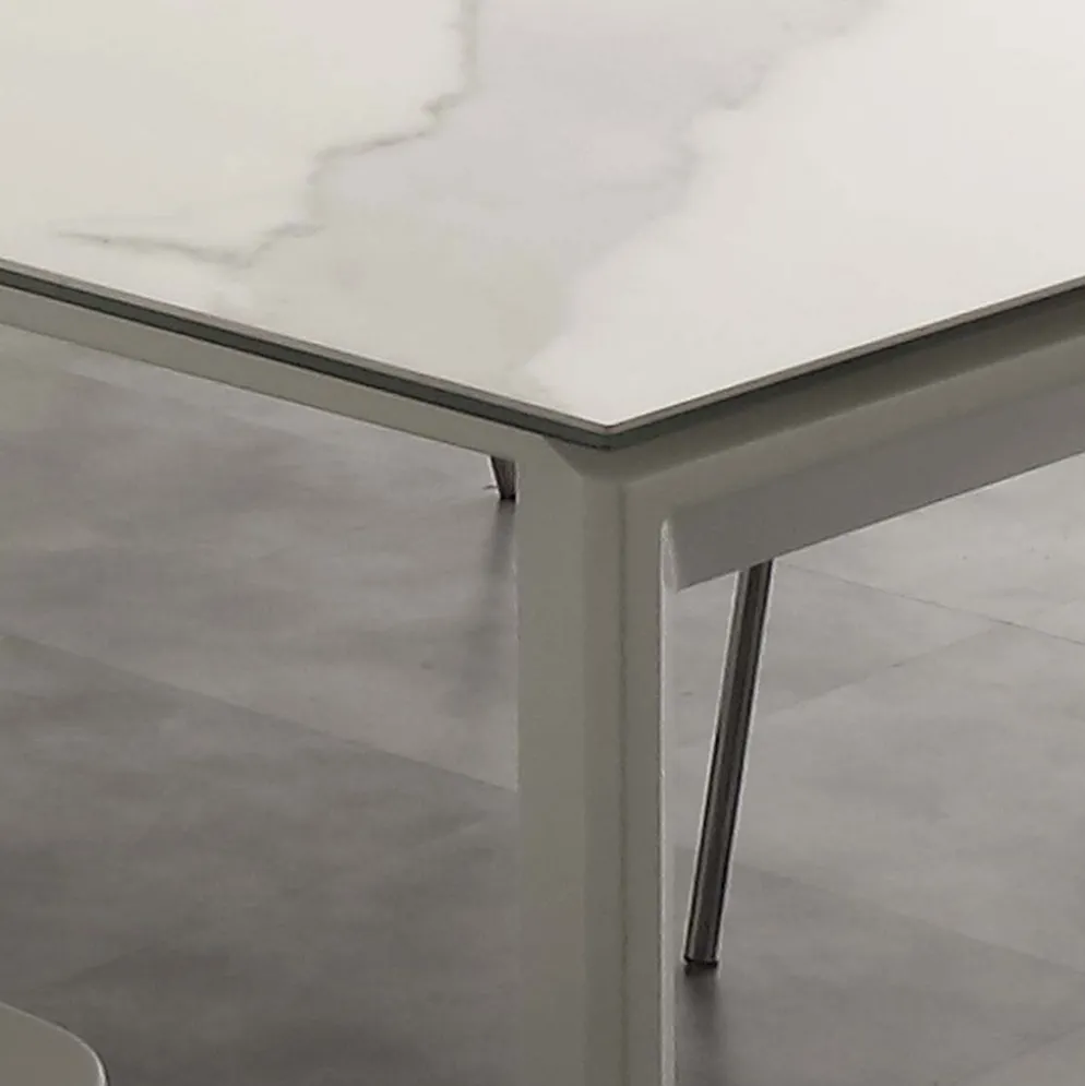 Tavolo allungabile Duarte piano vetro ceramica 140 x 90 cm