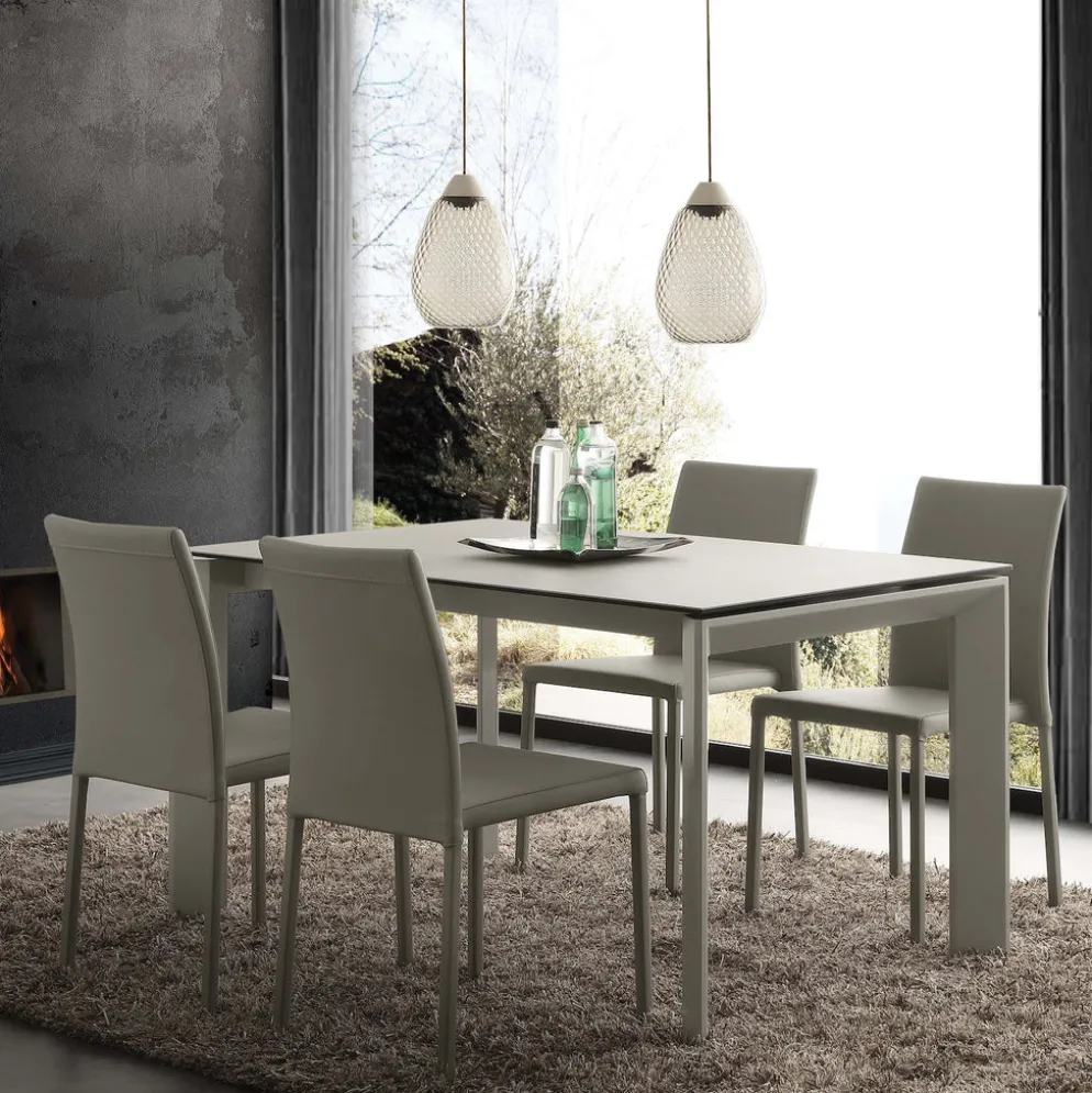 Tavolo allungabile Duarte piano vetro ceramica 140 x 90 cm