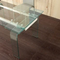 Tavolo allungabile Evident Mini in vetro trasparente