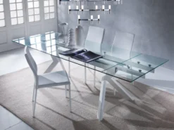 Tavolo allungabile moderno Mats in metallo e vetro