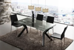 Tavolo allungabile moderno Mats in metallo e vetro