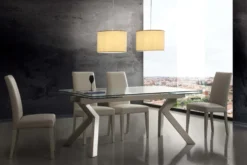 Tavolo allungabile moderno Mats in metallo e vetro
