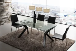 Tavolo allungabile moderno Mats in metallo e vetro