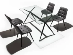 Tavolo scrivania in vetro e metallo Glam Noir